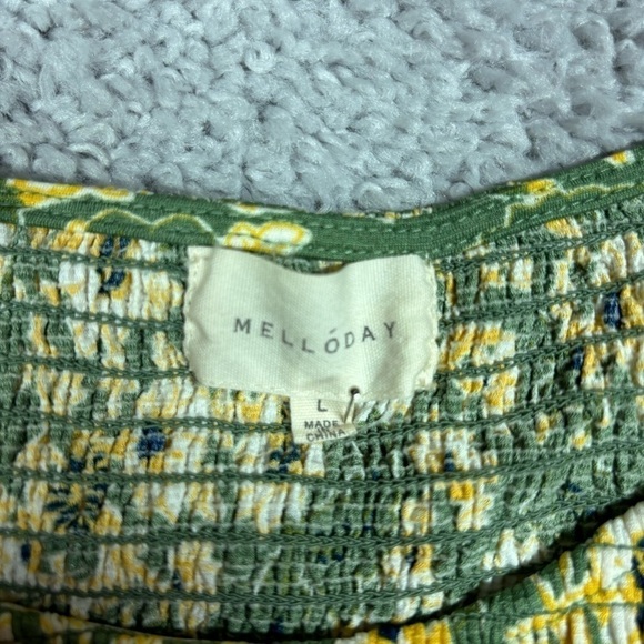 Melloday Top Womens Large Floral Boho Festival Party Office Work Bright Colorful - Picture 2 of 3